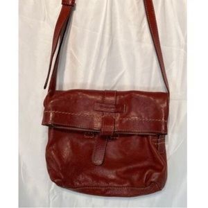 Frye Women’s Purse Burnt Red Artisan Foldover Flap Leather Crossbody Bag